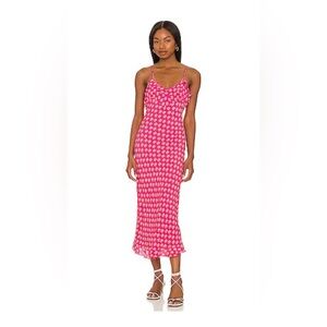 NEW Rolla’s Shelley Emmylou Dress Magenta Pink Midi Slip Sleeveless Ruffle M